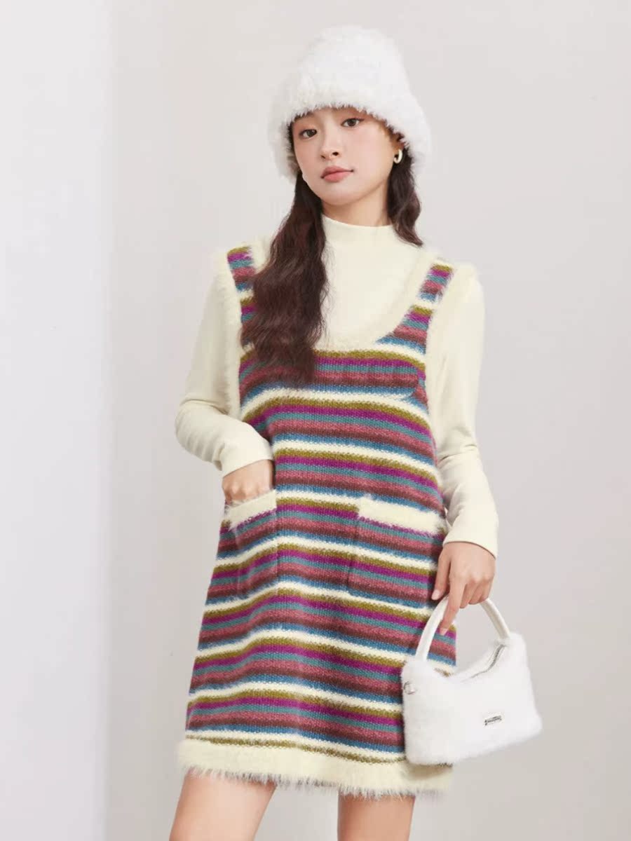 Korean Tea Set - Ensemble robe tricotée tendance pour femme,